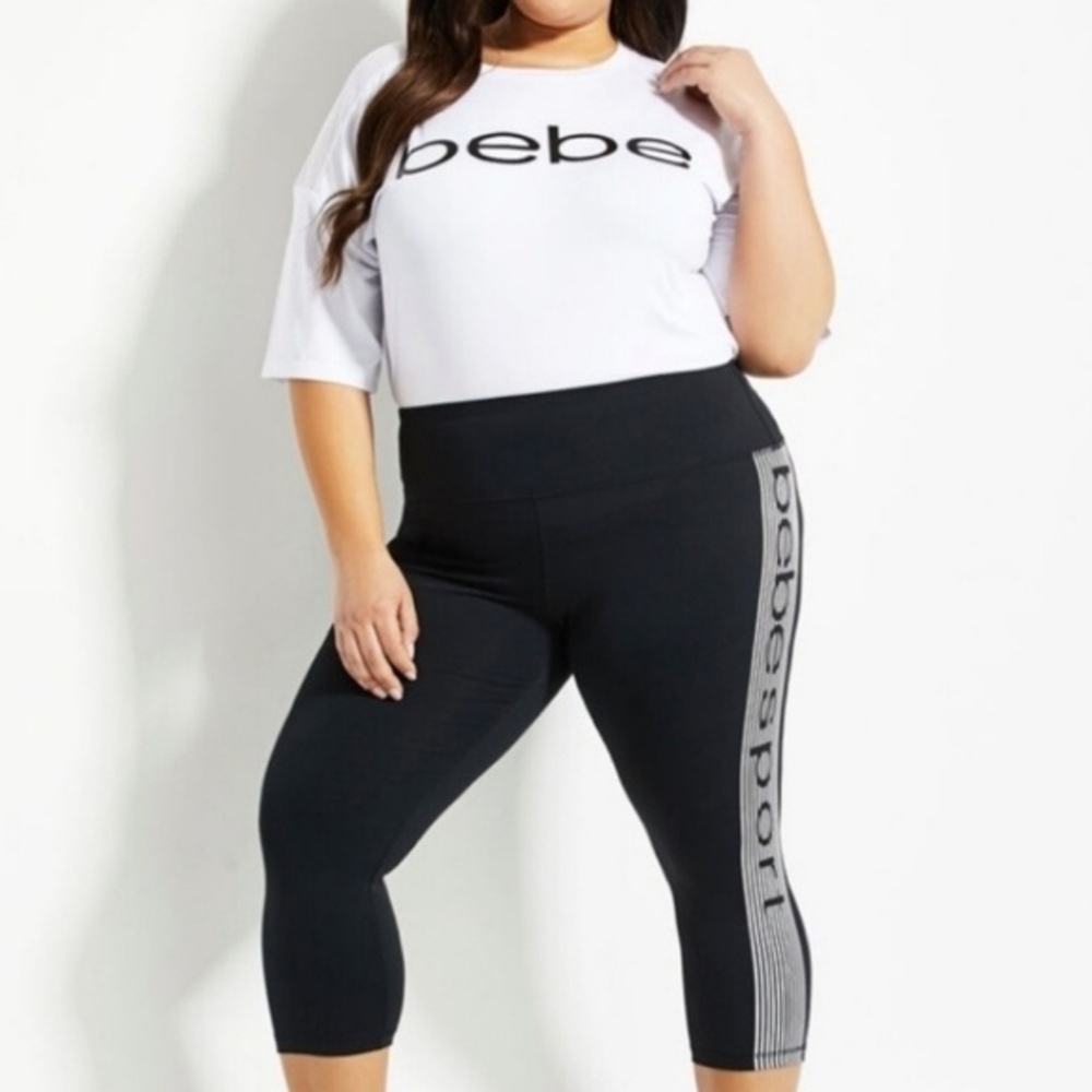 NEW Bebe Sport Plus Size Black Capri Leggings